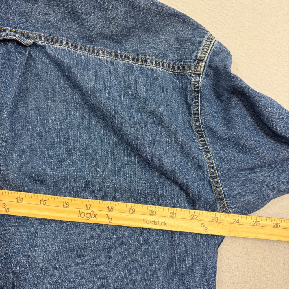 Vintage Route 66 Denim Shirt Men's Large Blue Button Down Long Sleeve y2k Work - Picture 6 of 7